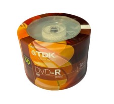 Blank DVD TDK DVD-R 50 Pack 1-16x 4.7GB Recordable Writable Discs Spindle picture