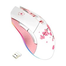 DAREU Sakura Pink Wireless Wired Gaming Mouse, Dual-Mode Rechargeable 7 Progr... picture