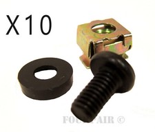 10 Pack Lot - M6 Rack Mount Cage Nuts, Screws, & Washers - Square Clips Server picture