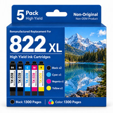 5Pack 822XL T882XL Ink Cartridge For Epson WorkForce Pro WF-3820 WF-4834 WF-4833 picture
