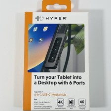 New In Box Hyper HyperDrive 6 In 1 USB C Media Hub W/6 Ports 60 Watts HD449WM picture