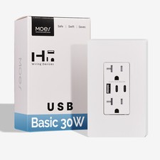 MOES Wall Outlet 2 USB C & 1 USB A Port Electrical Charging Power Receptacle 30W picture