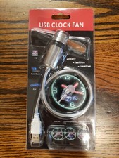 USB Clock Fan LED Display USB-Powered Computer Accessory picture