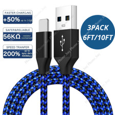 3PACK USB Charging Cable Cord 6FT/10FT For iPhone 8 11 12 13 Plus XS XR Charger picture