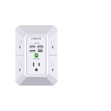 Wall Charger Surge Protector 5 Outlet Extender 4 Usb Charging Ports picture