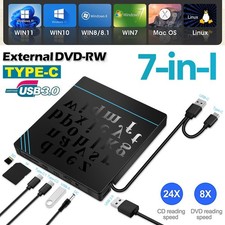 Slim External CD/DVD Drive USB 3.0 Player Burner Reader for Laptop PC Mac HP picture