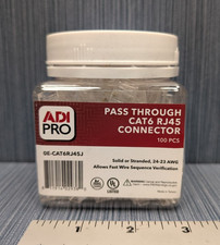 Jar of 100 - ADI PRO Pass Through CAT6 RJ45 Connectors Clear 0E-CAT6RJ45J - NEW picture