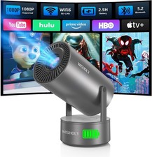 Portable Projector with Built-in Apps & Rechargeable Battery, Mini Iron Gray picture