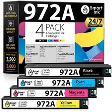 Smart Ink 972A 4 Pack Black Cyan Magenta Yellow Replacement for HP Printers picture