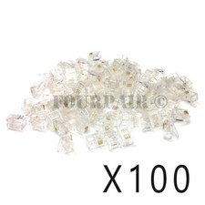 100 Pack - RJ11 6P4C CAT3 Cable Telephone Crimp-On Connector Modular Plug Ends picture