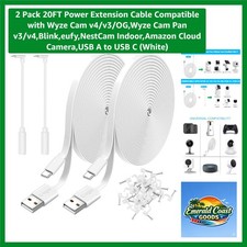 2 Pack 20FT Flat Extension Cable - USB A to C for Versatile Indoor/Outdoor Use picture