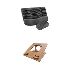 Logitech Ergonomic Workspace Bundle: Wave Keys Combo + Wooden Stand picture