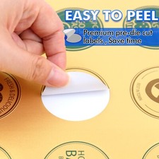 Koala Printable Round Label 2 In Gold Circle Stickers for Inkjet Laser Printers picture