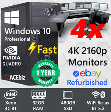 Dell 4 Monitor Trading Computer Xeon 32GB RAM SSD WiFi 6e Windows 10 pro T1700 picture