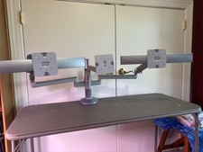 Humanscale M-Flex  3 monitor arm set with 2 sliders, silver with silver plates. picture