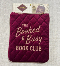 Harper Booked & Busy Book Club Burgundy Quilted Embroidered E Reader Sleeve picture