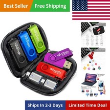 5 Pack 16GB USB Flash Drive and 2 Pack USB C Adapters in a Case, Thumb Drives... picture