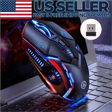 Rechargeable Wireless Gaming Mouse with 6 Silent Clicks & Adjustable RGB - Black picture