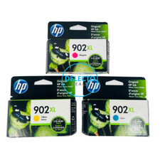 GENUINE 3-PACK HP 902XL CYAN MAGENTA YELLOW INK OFFICEJET PRO 6960 6965 SEALED picture