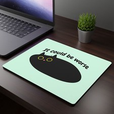 Funny Black cat Mouse Pad, Cute mouse pad, cat lover gift sarcastic cat desk mat picture
