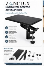 Zanclux Horizontal Desktop Arm Support Clamp-On Desk Stand Foldable Black picture