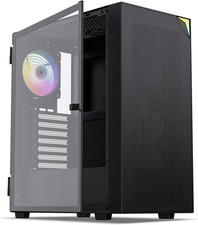 Black AL800 Mid Tower ATX Gaming PC Computer Case | Door Opening Design picture