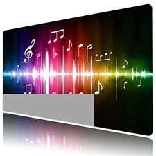 Colorful Musical Notes Black Desk Mat for Keyboard Mouse Desk Pad 31.5x15.7 inch picture