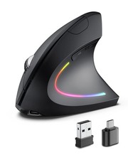 Ergonomic Wireless Rechargeable Mouse, Bluetooth+USB A+Type C(3 in 1) Connect... picture
