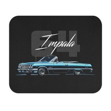 1964 Chevy Impala Convertible Mouse Pad – Blue Lowrider Classic Car picture