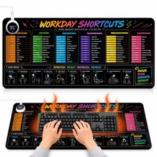 Large Heated Desk Pad, Excel Shortcuts Mouse Pad with 5 Levels Heating, D picture