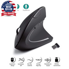 HOMEFISH Vertical Mouse Ergonomic 2.4Ghz Wireless Optical Mice 3 Adjustable DPI picture