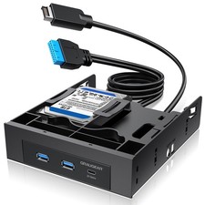 GRAUGEAR 5.25 Inch Internal USB Hub Front Panel – USB‑C 20Gbps + 2X Black picture