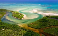 Landscape forest river jungle brazil aerial view beach Custom Gaming Mat Desk picture