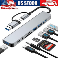 USB 3.0 Hub 8 Port Extender Splitter AC Adapter Cable PC Laptop TF/SD Card iPad picture