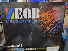 4 PACK NEW OPEN BOX ZEOB Laser Cartridge Replaces Brother TN760 Black Exp 12/24 picture