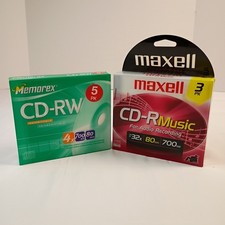New CD-R Lot Memorex CD-RW Rewritable 5 Pack and Maxwell CD-R Recordable 3 Pack picture