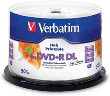 50 VERBATIM 8X Blank DVD+R DL Dual Double Layer 8.5GB White Inkjet Printable picture