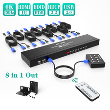 MT-VIKI 8 Port HDMI KVM Switch 4K@30HZ USB2.0 1U Rack Mount Switcher w/IR Remote picture