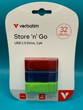 Verbatim® Store 'n' Go USB Flash Drive, 32GB, Blue, Green, Red, 3/Pack picture