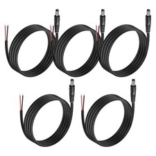 5Pack DC 5.5mm x 2.5mm Male Plug to Bare Wire Open End Power Wire Supply 5521... picture
