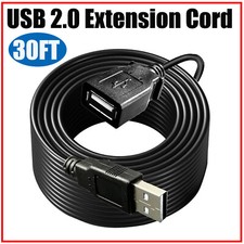 30FT USB 2.0 Extension Extender Cable Cord USB A Male to Female HIGH SPEED Adapt picture