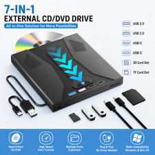 External CD DVD RW Drive USB 3.0 Slim Portable Writer Burner Player for PC/Mac picture