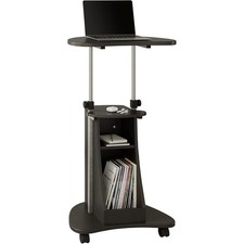 Contemporary Rolling Laptop Cart with Adjustable Height & Sleek Storage Solution picture