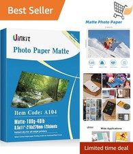 120 Sheets Matte Photo Paper 8.5x11 Inkjet 48lb 180gsm Single Side Printable picture