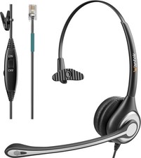 Wantek Single-Ear Desk Phone Headset RJ9 Wantek-600-RJ1 Black/Silver picture