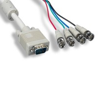 KNTK 6' VGA to 4-BNC Video Cable EMI RFI Filter 28AWG HD15/RGBS PC CCTV DVR Gray picture