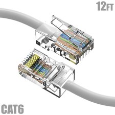 12FT Cat6 RJ45 Ethernet LAN Network Non-Boot Cable UTP Copper Wire 24AWG White picture