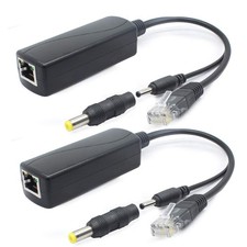 2-Pack 5V Gigabit PoE Splitter, 48V to 5V 2.4A Adapter, Plug 3.5mm x 1.35mm, ... picture