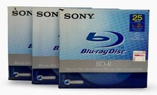 Sony Recordable BD-R  Blu-Ray Disc 25GB 1-2X New Sealed Jewel Case 3-Pack picture