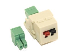 Keystone Jack Insert/CRIMP Type: Speaker w/Rear Block 14-30AWG  Ivory picture